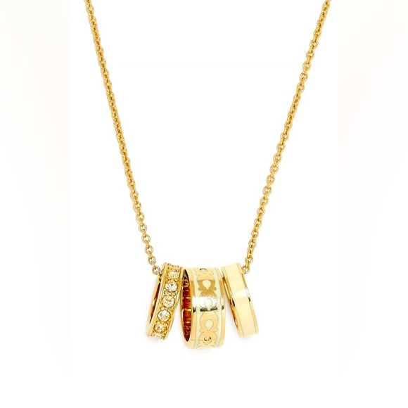 COACH “C” Signature Crystal Rondelle Necklace in Metal, EUC - Picture 1 of 11